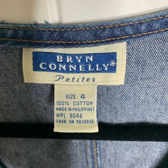 Vintage 90s Bryn Connelly Petite Denim Button Front Midi Dress Size‎ 4 country - Picture 4 of 6